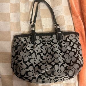 Coach Black and Gray Signature Tote Bag